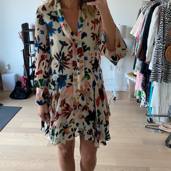 NWT Alice + Olivia Mini dress burn velvet with tie - Picture 7 of 10